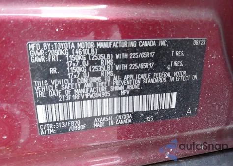 2023 Toyota Rav4 Le z USA, uszkodzony, nr VIN 2T3F1RFV1PW394905